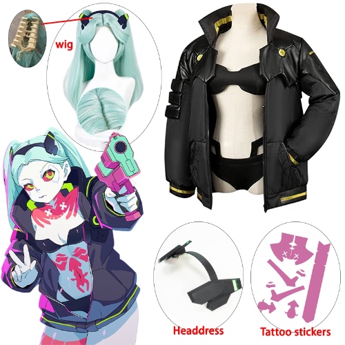 Rebecca Cyberpunk Cosplay Anime Cyberpunk Edgerunners Rebecca Costume uniforme giacca cappotto parrucca copricapo Halloween donna ragazza