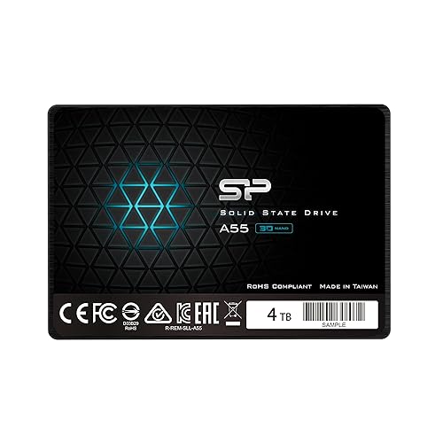 SP Silicon Power 4TB SSD 3D NAND A55 SLC Cache Performance Boost SATA III 2.5'' 7mm (0.28'') Internal Solid State Drive (SP004TBSS3A55S25) - 4TB - 1 Pack