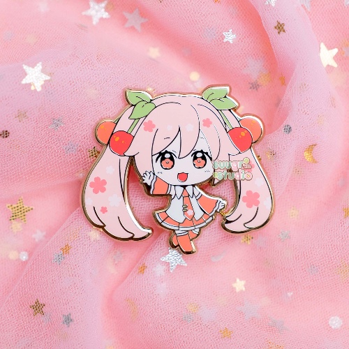 Virtual Vocalist Sakura Miku Hard Enamel Pin - Cherry Pink / [A Grade] / Locking Clasp