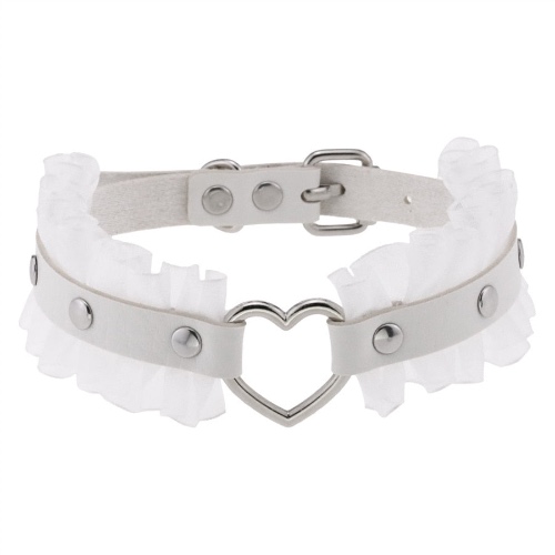 Heart-Stopping Harajuku PU Leather Choker - White
