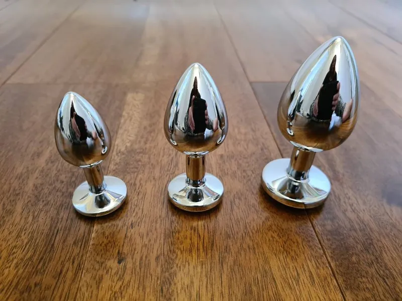 Steel Butt Plugs, Anal Plug With Acrylic Jewel, Different Colours and Size's, BDSM Medical Play, Vegan Friendly Kink, UK Seller