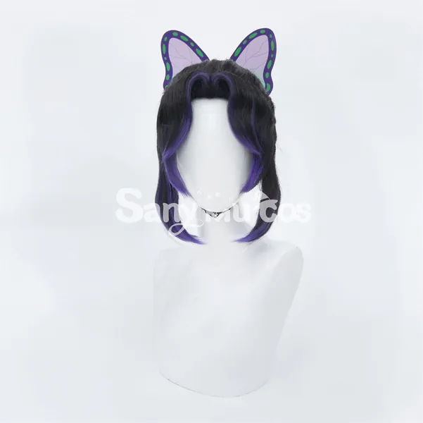 【In Stock】Anime Demon Slayer: Kimetsu no Yaiba Shinobu Kochou Black and Purple Ponytail Medium Cosplay Wig