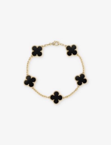 VAN CLEEF & ARPELS - Vintage Alhambra yellow-gold and onyx bracelet | Selfridges.com