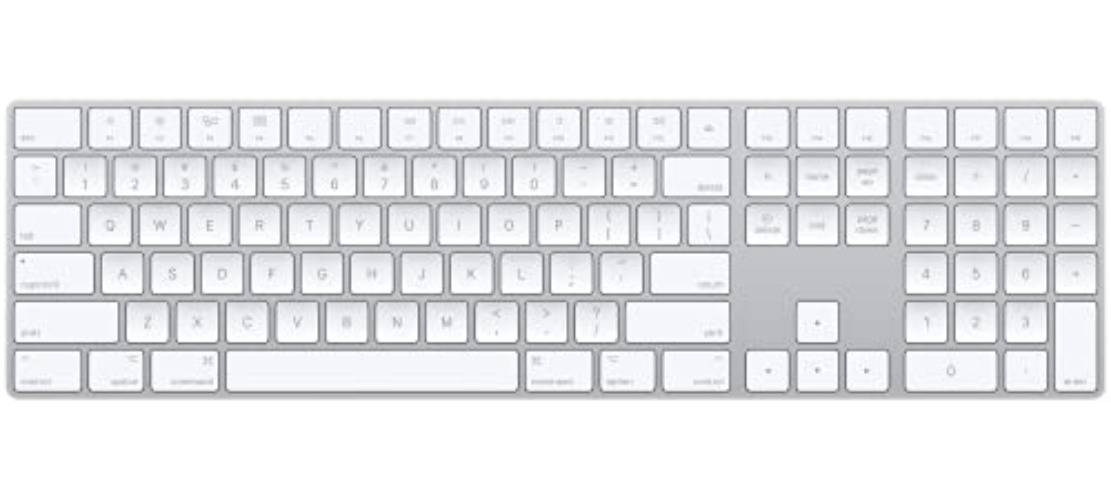 Apple Magic Keyboard with Numeric Keypad: Wireless, Bluetooth, Rechargeable. Works with Mac, iPad, or iPhone; US English - White - US English