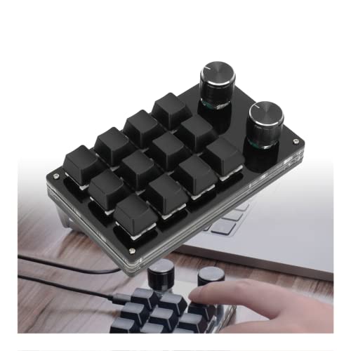 Gugxiom 12 Key Macro Pad with Knob, Green Axis Macro Mechanical Keyboard with 50 Million Keystroke Life, Multifunction DIY Programmable Keypad for Office Games etc.(Black) - black