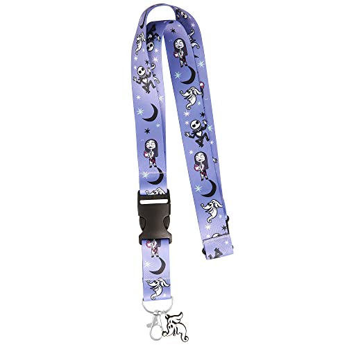 Disney Nightmare Before Christmas Lanyard Lanyard for Pin Trading, ID Badges, Keys - Jack and Sally Lanyard Keychain with Zero the Dog Charm