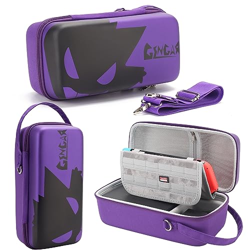 Portable Carrying Case Compatible with Nintendo Switch/Switch OLED - Built-in Stand and Removable Shoulder Strap Design Fit Switch Console, AC Charger Adapter, Switch Dock/Pro Controller Accessories - Purple D07