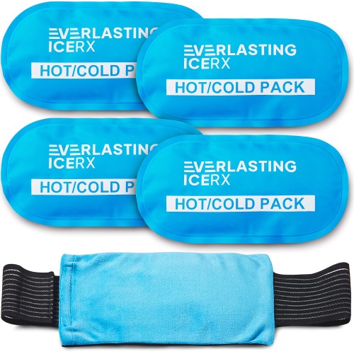 Reusable Hot and Cold Gel Ice Pack Wrap (4 Pack) - Hot and Cold Therapy Solution for Injuries - Adjustable & Flexible for Knees, Back, Shoulders, Arms, and Legs - Ice Packs for Injuries Reusable
