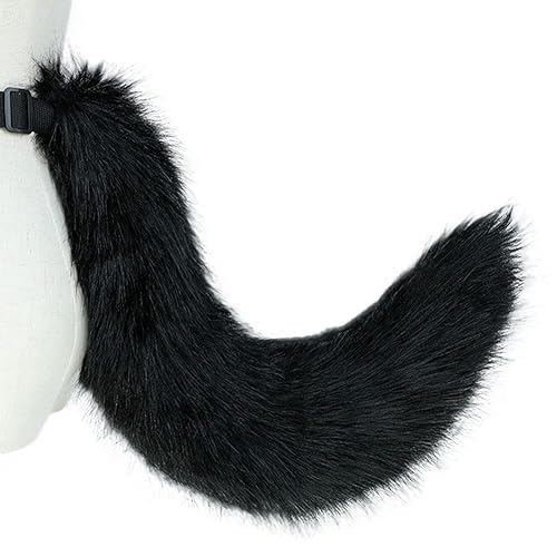 Fluffy Faux Fur Wolf Fox Tail Animal Tail Cosplay Fancy Dress Anime Dress Up Party Accessories - Black