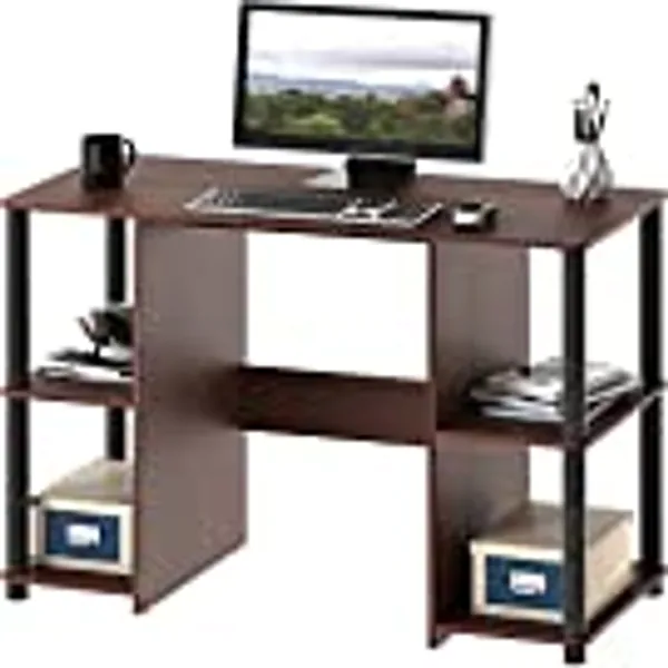 SHW Home Office Wood Desk with Double Sided Shelves, Cherry