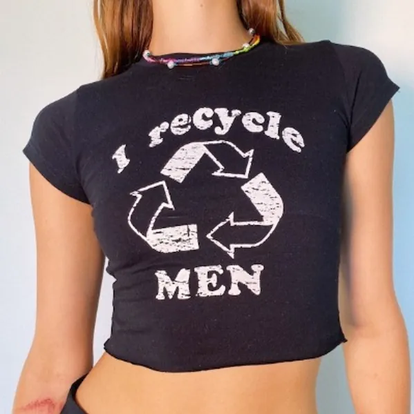 Y2K Slogan i Recycle Men Crop Tee | Etsy Australia