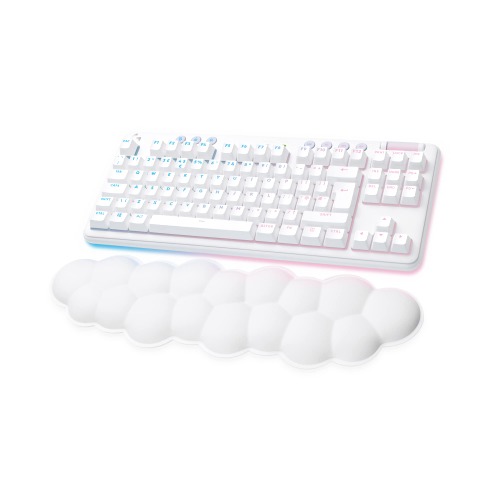 Logitech G G715 Wireless Mechanical Gaming Keyboard with LIGHTSYNC RGB Lighting, LIGHTSPEED, Tactile Switches (GX Brown) and Keyboard Palm Rest, PC and Mac Compatible - White Mist