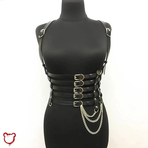 Black Faux Leather Body Harness