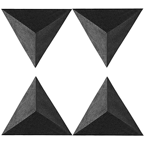Foroomaco 4 Pack Bass Traps for Ceiling Corner 16.5" Triangle 12" Depth Triangular Pyramid Acoustic Foam Bass Trap Sound Proofing for Home Studio Booth Low to High Frequency Sound Proof Foam - Triangular Pyramid Bass Traps