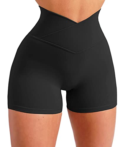 Navneet Pantalon Corto Deporte Mujer Short Deportivo Leggins Cortos Mallas Deporte Mujer Cortas Push Up Ropa Deportiva - XS - #B1 Negro Diseño Cintura Cruzada