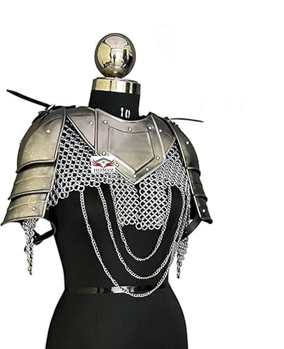 HOMYZ Mittelalterlicher Ritter Brave Female Armor Gorget Pouldron Armor Cosplay Armor Sca Larp Armor Geschenke für Frauen