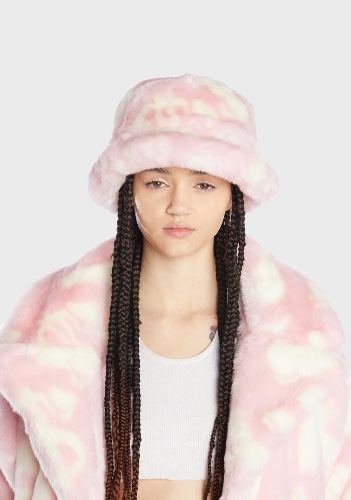 Pink Dick Dollar Monogram Faux Fur Bucket Hat | ONE SIZE