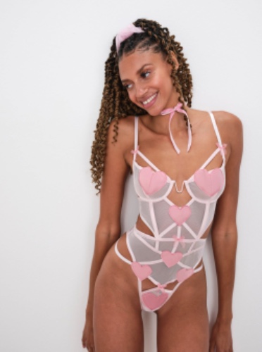 Heart Bodysuit | XS / Pink