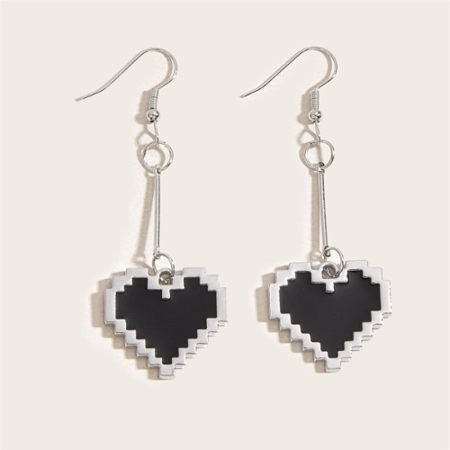 Adorkable Black Mosaic Love Pixel Earrings