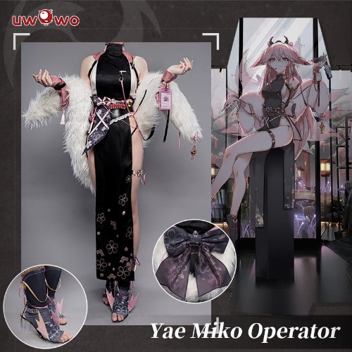 Uwowo Genshin Impact Fanart: Yae Miko Operator Battle Agent Fox Cosplay Costume - 【In Stock】Set A S