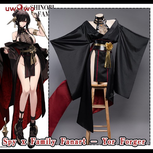 Uwowo Anime Spy x Family Fanart: Yor Forger Shinobi Assassin Cosplay Costume - 【In Stock】S