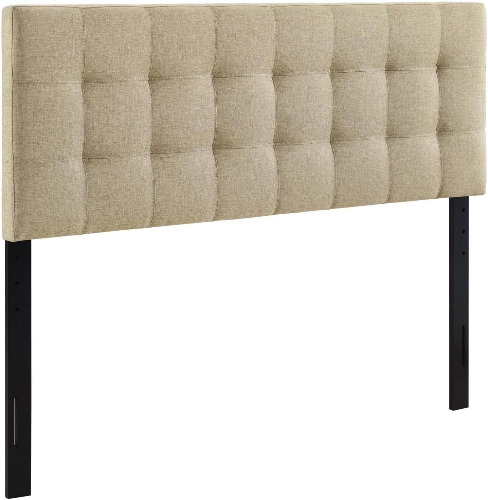 Modway Lily Tufted Linen Fabric Upholstered King Headboard in Beige - Beige King