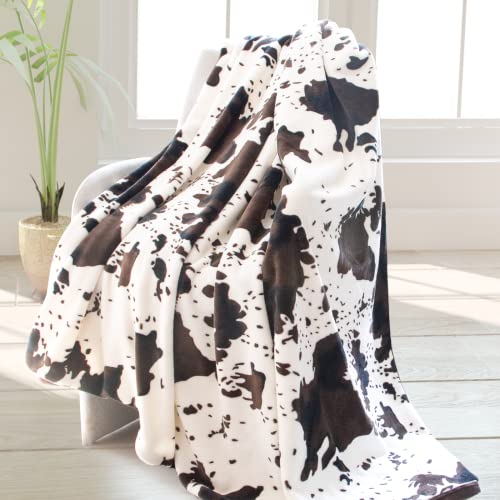 Cute Cow Print Blanket Soft Fleece Flannel Cozy Warm Plush Lightweight Throw Blanket All-Season for Couch Sofa Bed for Adults Kids Boys Teens Gift 50"x60" - Blackcowthrow - 50x60INCH(130 x150 cm)