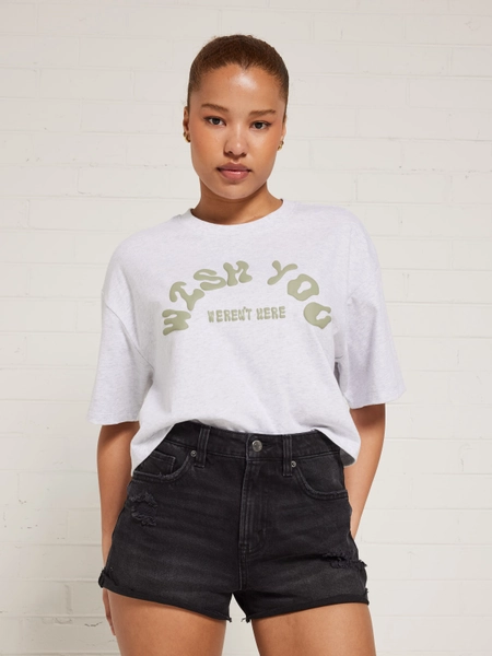 Wish You Were Here Puff Oversized Crop Tee  - Jay Jays Online