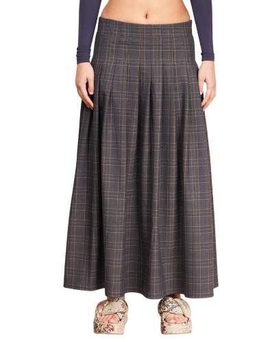 Pleat Tartan Maxi Skirt | XL