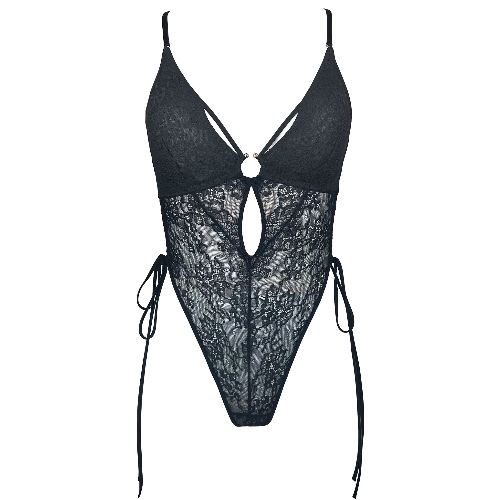 Amphitrite Side Tie Bodysuit Black - XS / Black