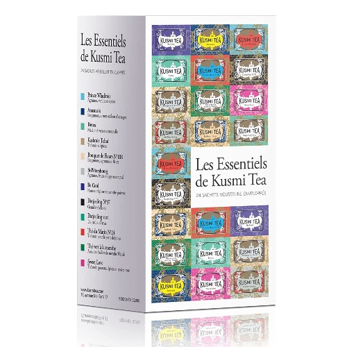 Kusmi Tea - Essentials - Assorted Tea Gift Box of Our Best Premium Quality Teas from Our Most Popular Earl Greys to Soothing Herbal Infusions - 12 Tea Flavors in 24 Eco-Friendly Muslin Tea Bags - 
