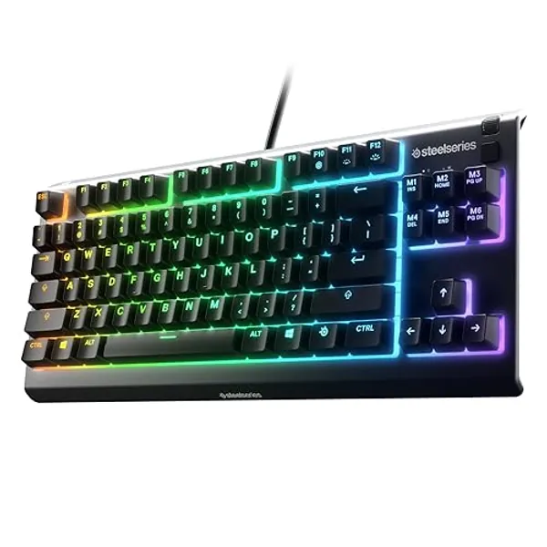 SteelSeries Apex 3 TKL RGB Gaming Keyboard – Tenkeyless Compact Form Factor - 8-Zone RGB Illumination – IP32 Water & Dust Resistant – Whisper Quiet Gaming Switch – Gaming Grade Anti-Ghosting,Black - Apex 3 TKL - Whisper Quiet – Tactile & Silent