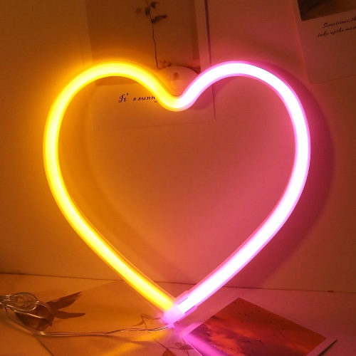 Battery/USB LED Neon Light Wall Decoration - Multicolor / Yellow Pink Heart
