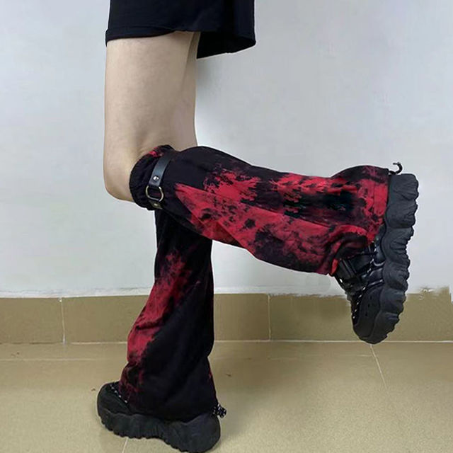 Red and Black Tie Dye Leg Warmers