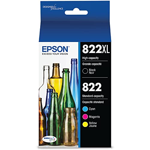 EPSON 822 DURABrite Ultra Ink High Capacity Black & Standard Color Cartridge Combo Pack (T822XL-BCS) Works with WorkForce Pro WF-3820, WF-3823, WF-4820, WF-4830, WF-4833, WF-4834 - Ink