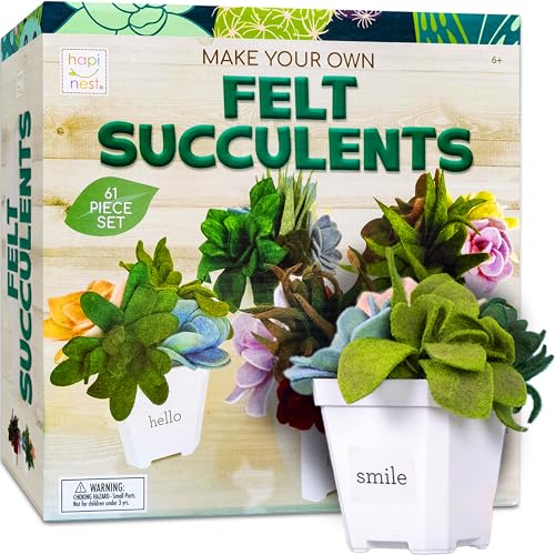 Hapinest Make Your Own Potted Felt Succulents | DIY Arts and Crafts Kit for Adults, Teens and Kids Girls Ages 6 7 8 9 10 11 12 Years Old and Up | Art Project Gifts | Hobbies for Women