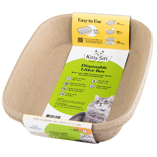 Kitty Sift (6-Pack) Disposable Cat Litter Box, Sustainable, Clean - Large, 6-Pack - (Large) Litter Box Only 6 Piece Set