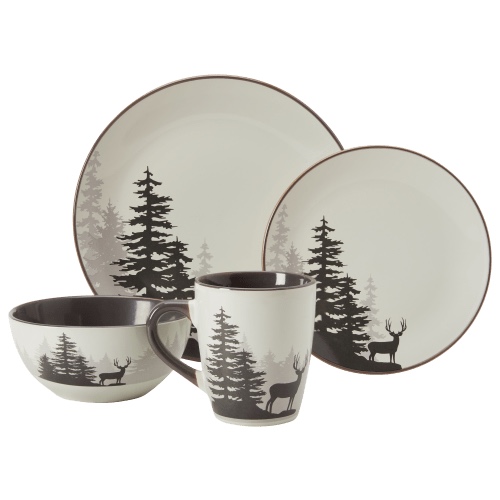 White River Home Deer in Pine 16-Piece Dinnerware Set 