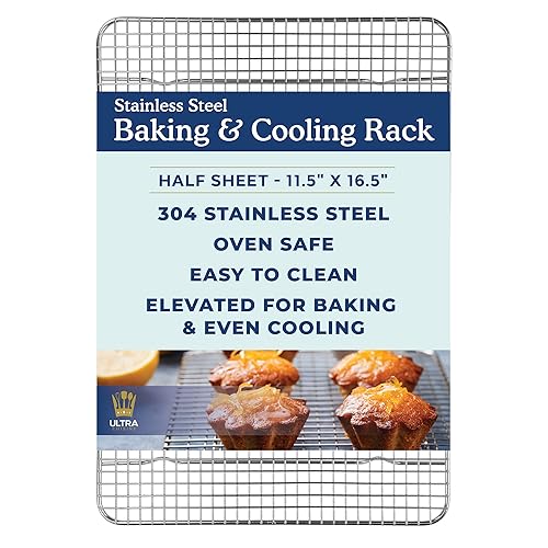 Ultra Cuisine Heavy Duty Cooling Rack for Cooking and Baking - Professional Grade Premium100% Stainless Steel Baking Rack & Wire Cooling Rack - Cookie Cooling Racks for Baking - 11.5" x 16.5" - 11.5" x 16.5" 1-Pack (Most Popular)