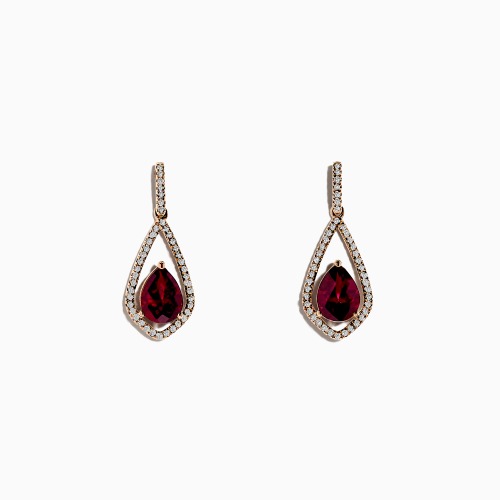 Effy Bordeaux 14K Rose Gold Rhodolite Garnet and Diamond Earrings, 2.79 TCW | 14K Gold / Rose