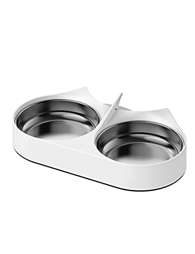 PETLIBRO Pet Food Splitter with Stainless Steel Bowls, Automatic Cat Feeder Bowls for Two Cats or Dogs, Suitable for PETLIBRO Automatic Cat Feeder PLAF005, PLAF006, PLAF103, PLAF203, White - White