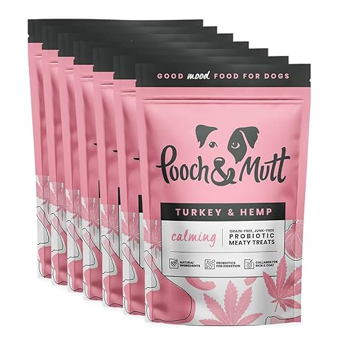 Pooch & Mutt - Meaty Dog Treats (Grain Free), Turkey & Hemp, Pack of 7x120g - 120 g (Pack of 7)