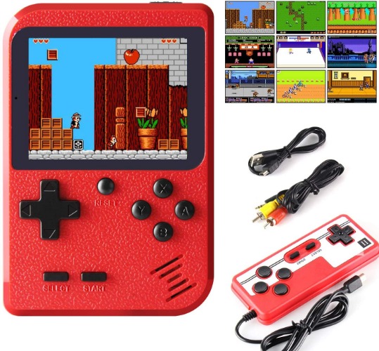Portable Game Pad With 400 Games Included + Additional Player Controller - RED