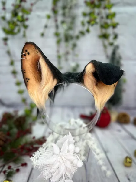 Brown and Tan Puppy Dog Ears Headband floppy dog Cosplay Halloween Costume Ears black and tan doggy ear headband