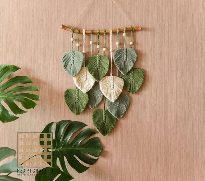 Macrame Leaf Wall Hanging, Macrame Wall Hanging, Green Wall Art, Boho Home Decor, New Home Gifts, Farmhouse Decor, Christmas Gifts L02