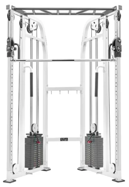 Bad Company Latzug-Turm I Kabelzugstation mit unterschiedlichen Griff-Aufsätzen I Kompakter Cross Over Kabelzug inkl. Klimmzugstange für das Homegym I BCA-25 - 