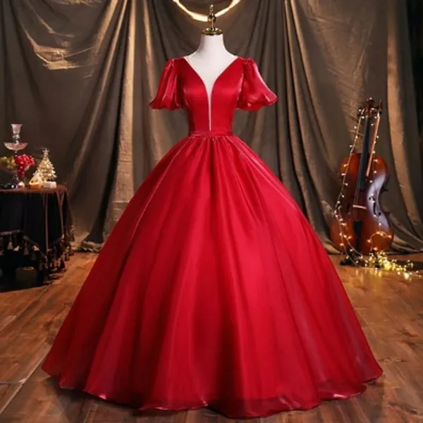 Getting this in Blue for my queen transformation Beautiful Prom Dress Red Quinceanera Dresses Satin Elegant | Etsy