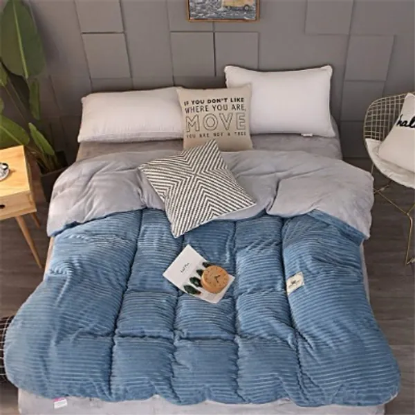 YDMZ Two Sided Design cover set single Comfortable Thicken quilt sets king size Flannel fluffy duvet cover cotton soft Breathable bedding set double bed greyN-220x240cm(87x94inch)