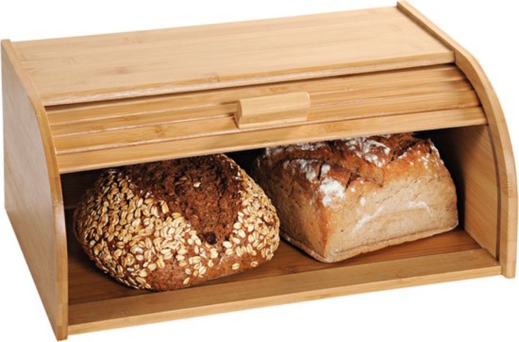 Broodtrommel met rolluik - FSC® Bamboe houten brooddoos met Schuifdeksel - Broodtrommel - Brood bewaren en vers houden