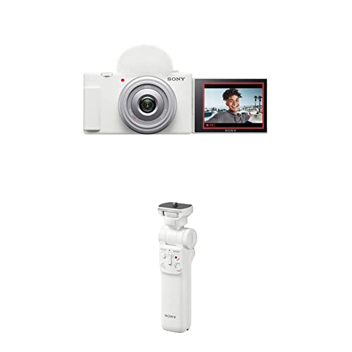 Sony ZV-1F Vlog Camera with White Grip - White - Camera + Grip